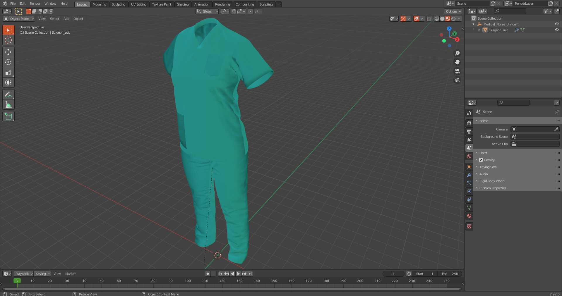 3D Medical Nurse Uniform