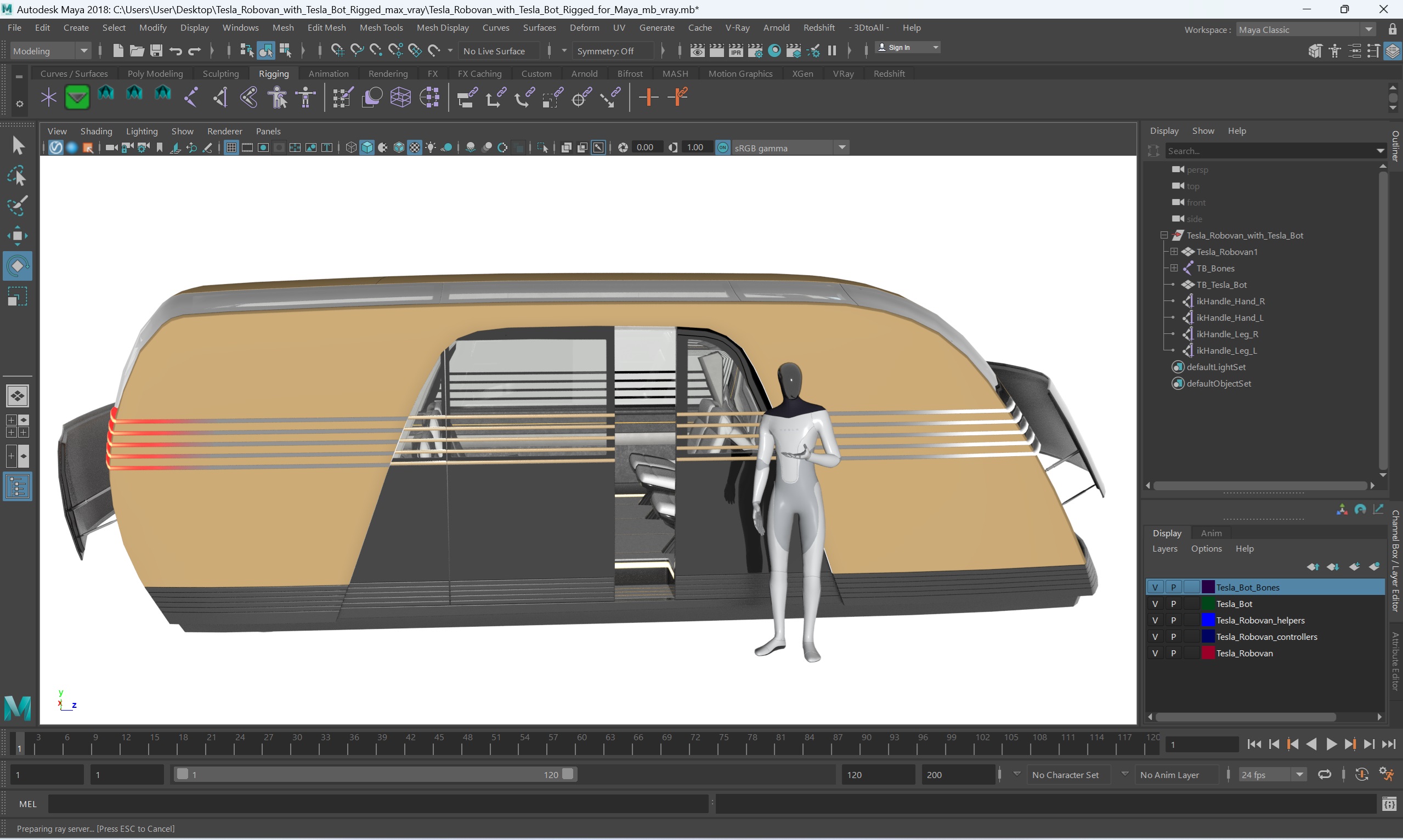 Tesla Robovan with Tesla Bot Rigged for Maya 3D model