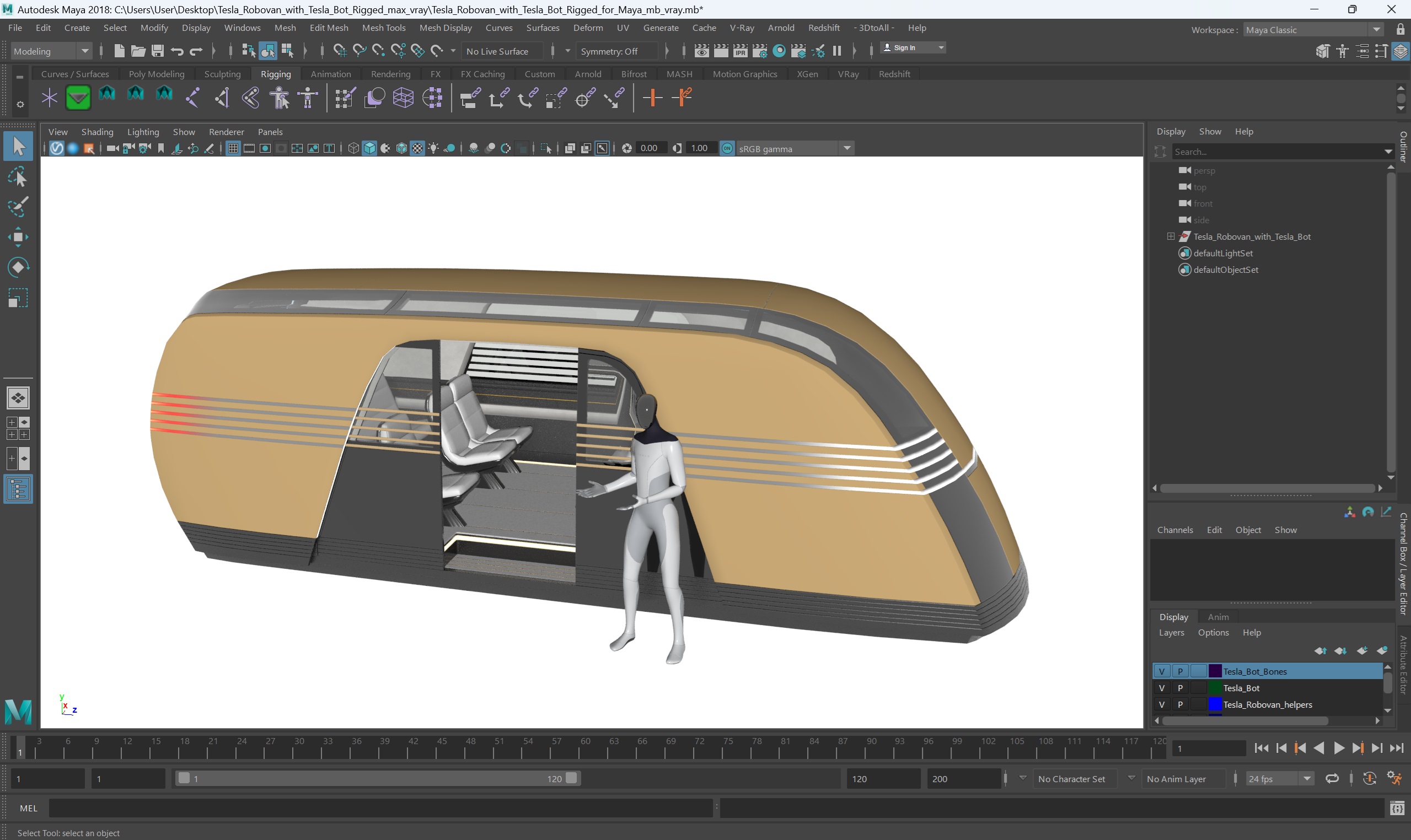 Tesla Robovan with Tesla Bot Rigged for Maya 3D model
