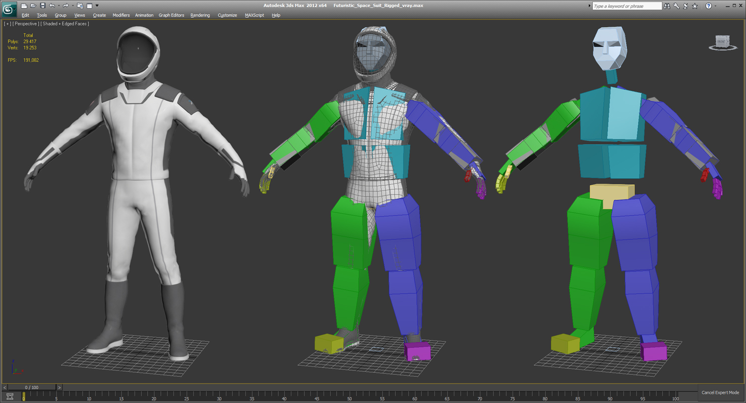 3D Futuristic Space Suit Rigged model