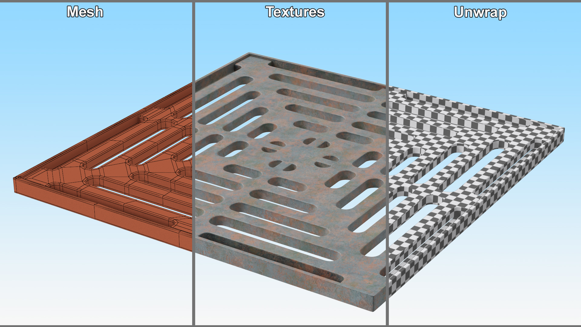 3D model Storm Water Drain Grate Square