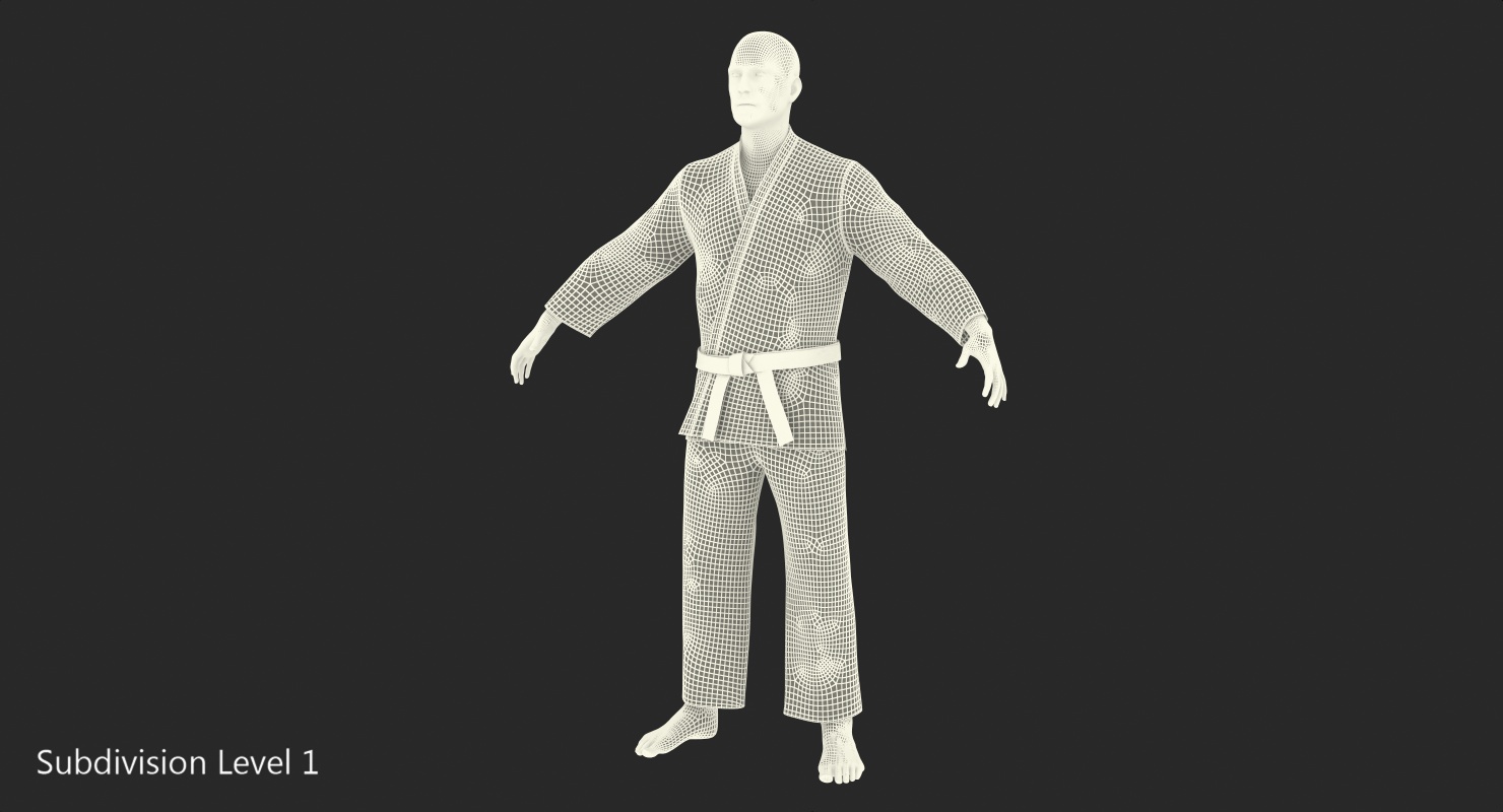 3D model Karate Fighter with Fur Rigged