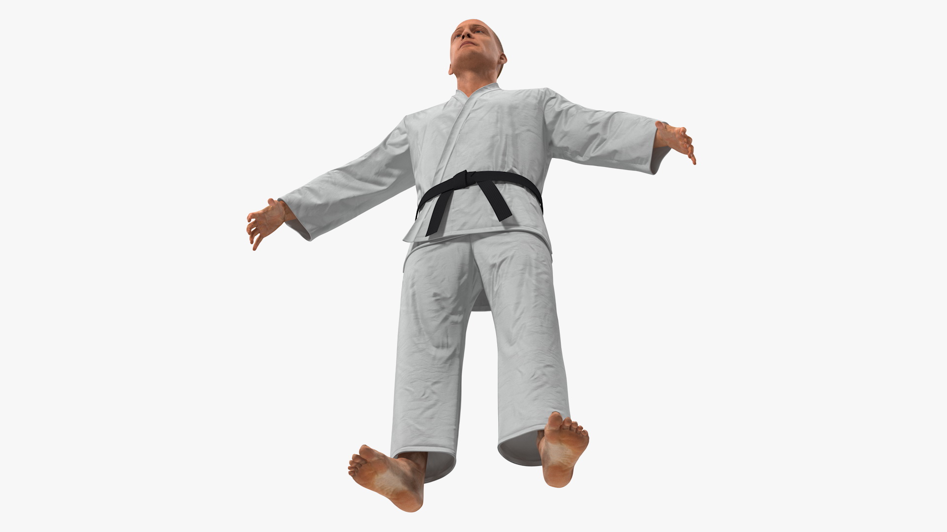 3D model Karate Fighter with Fur Rigged