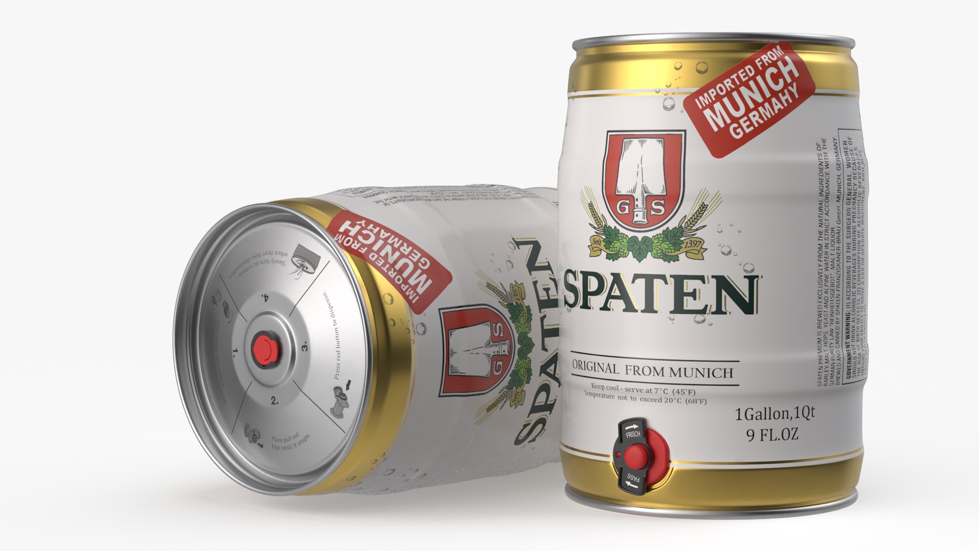 3D Spaten Beer 5 Liter Barrel