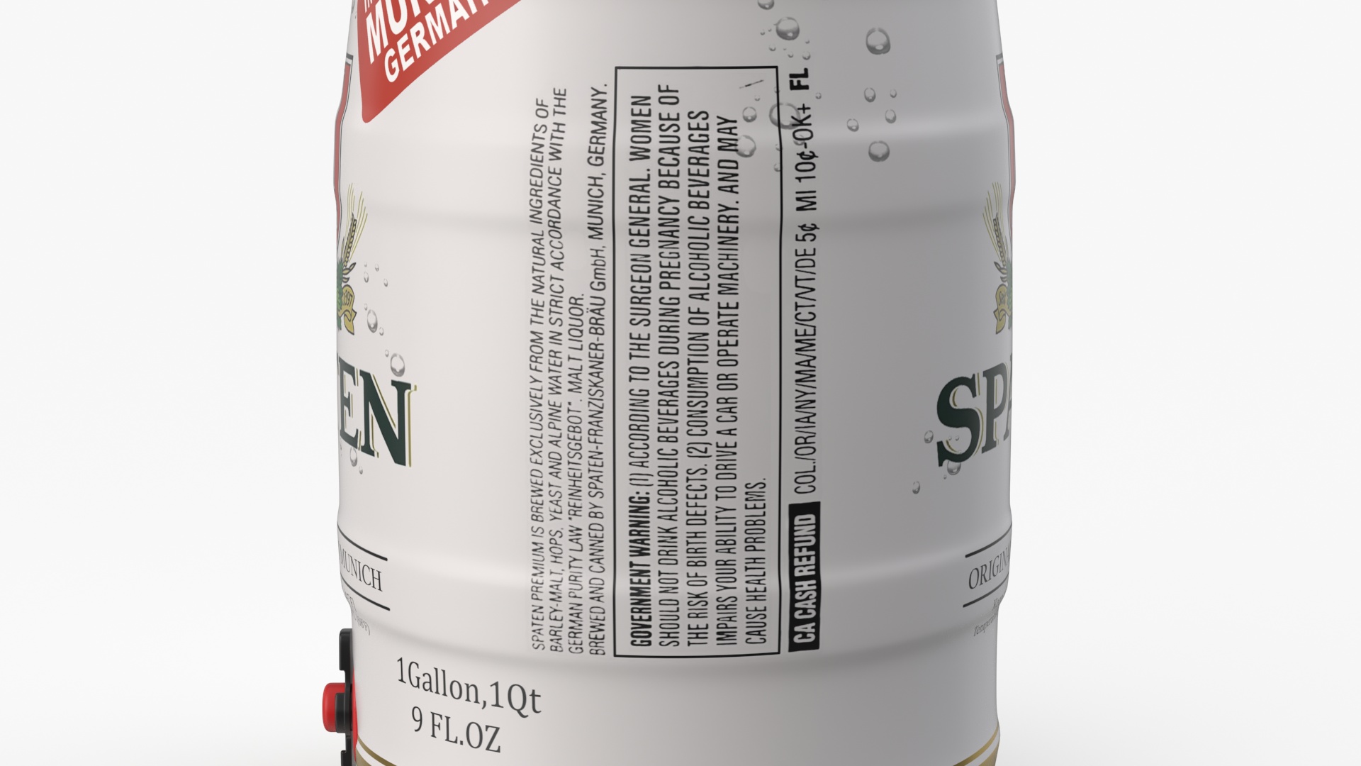 3D Spaten Beer 5 Liter Barrel