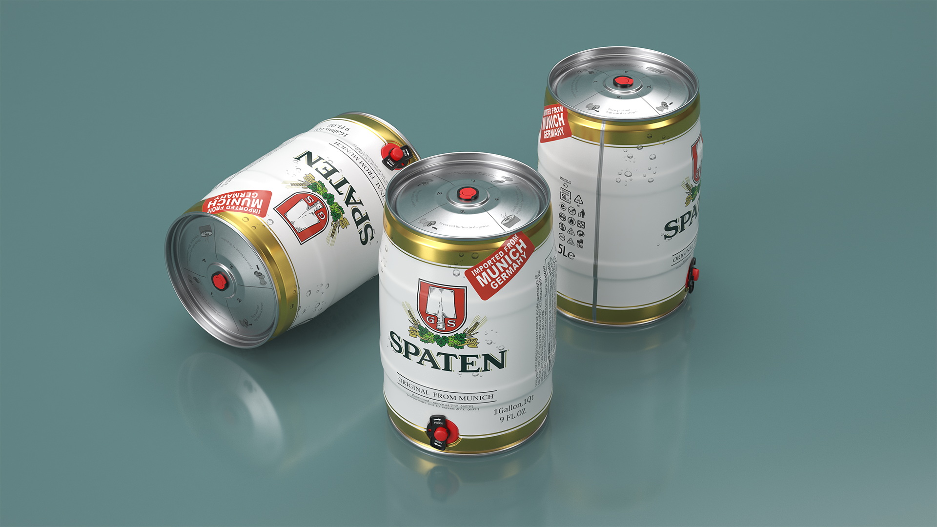 3D Spaten Beer 5 Liter Barrel