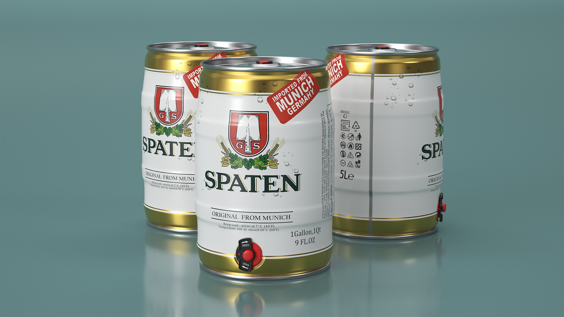 3D Spaten Beer 5 Liter Barrel