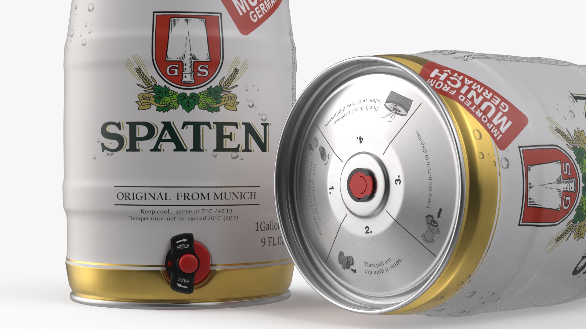 3D Spaten Beer 5 Liter Barrel