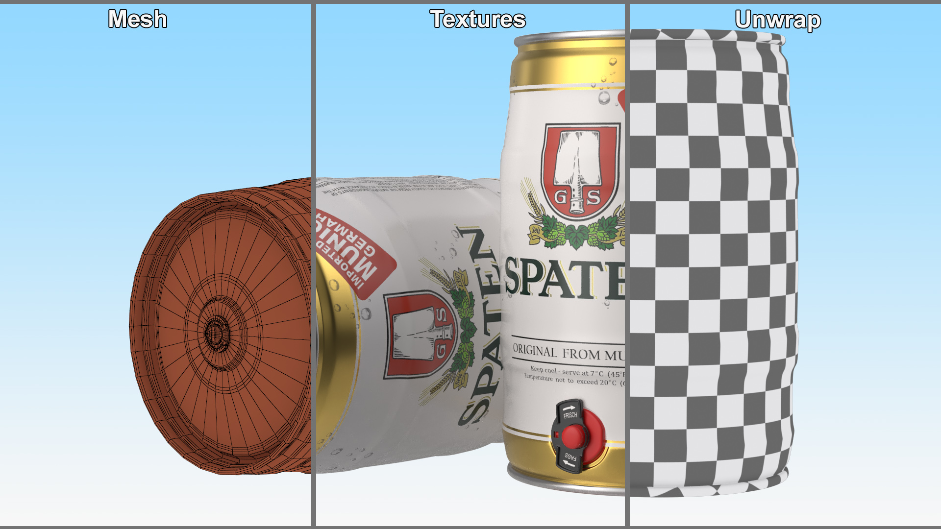 3D Spaten Beer 5 Liter Barrel