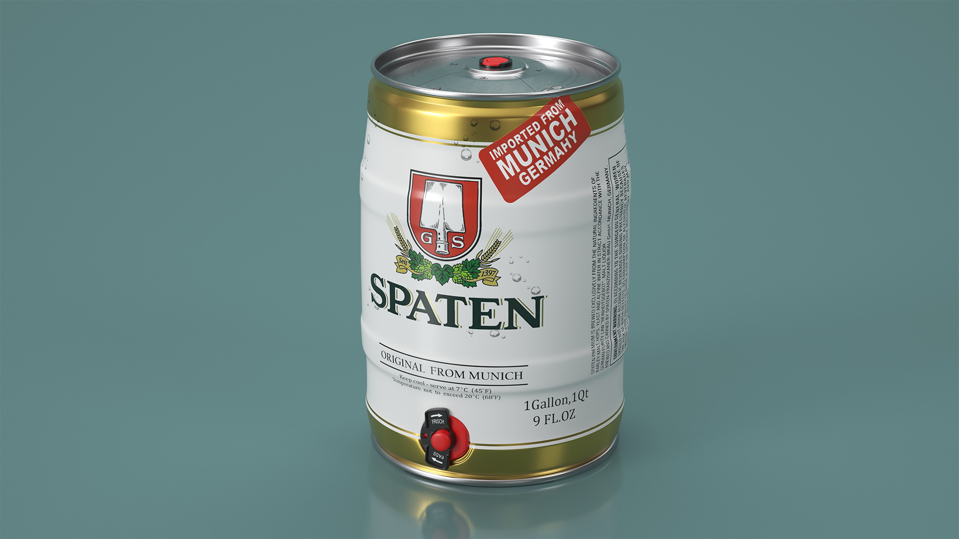 3D Spaten Beer 5 Liter Barrel