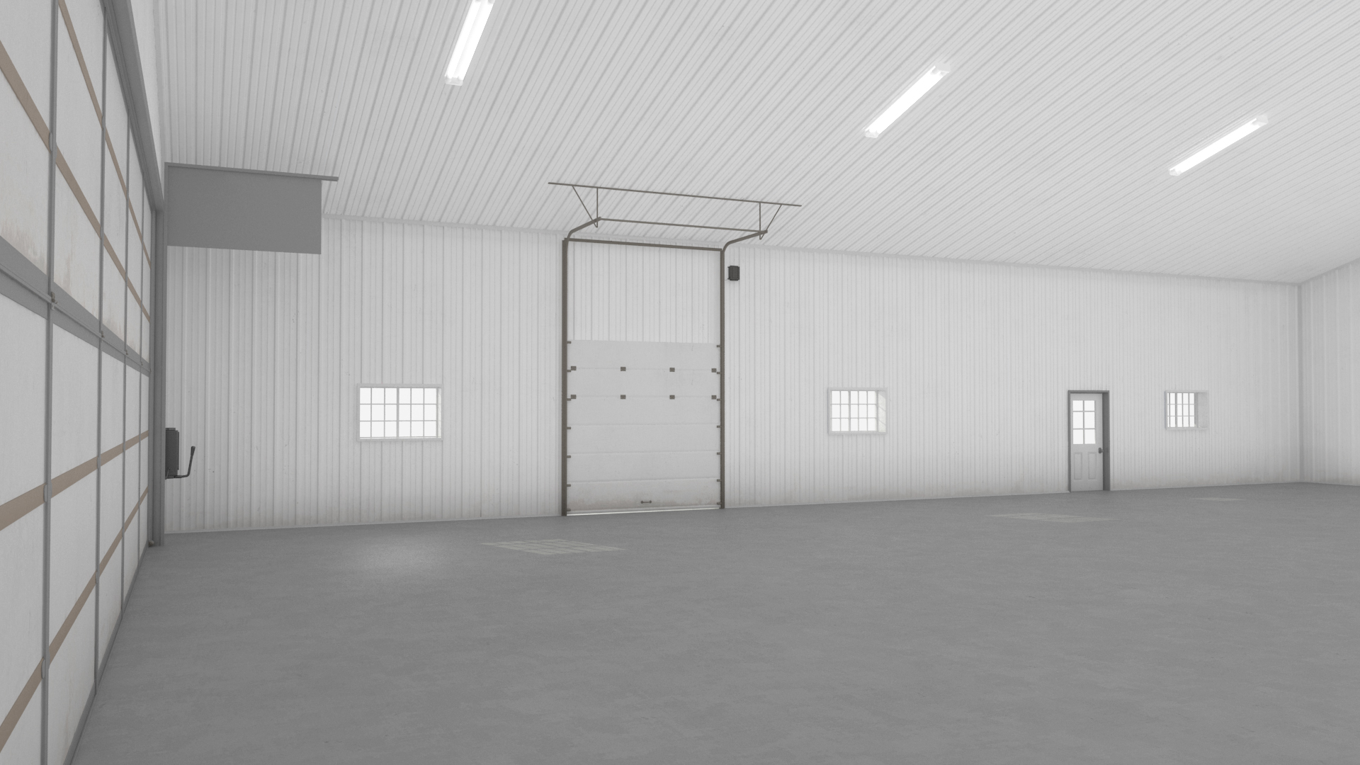 3D Personal Airplane Hangar Blue Rigged