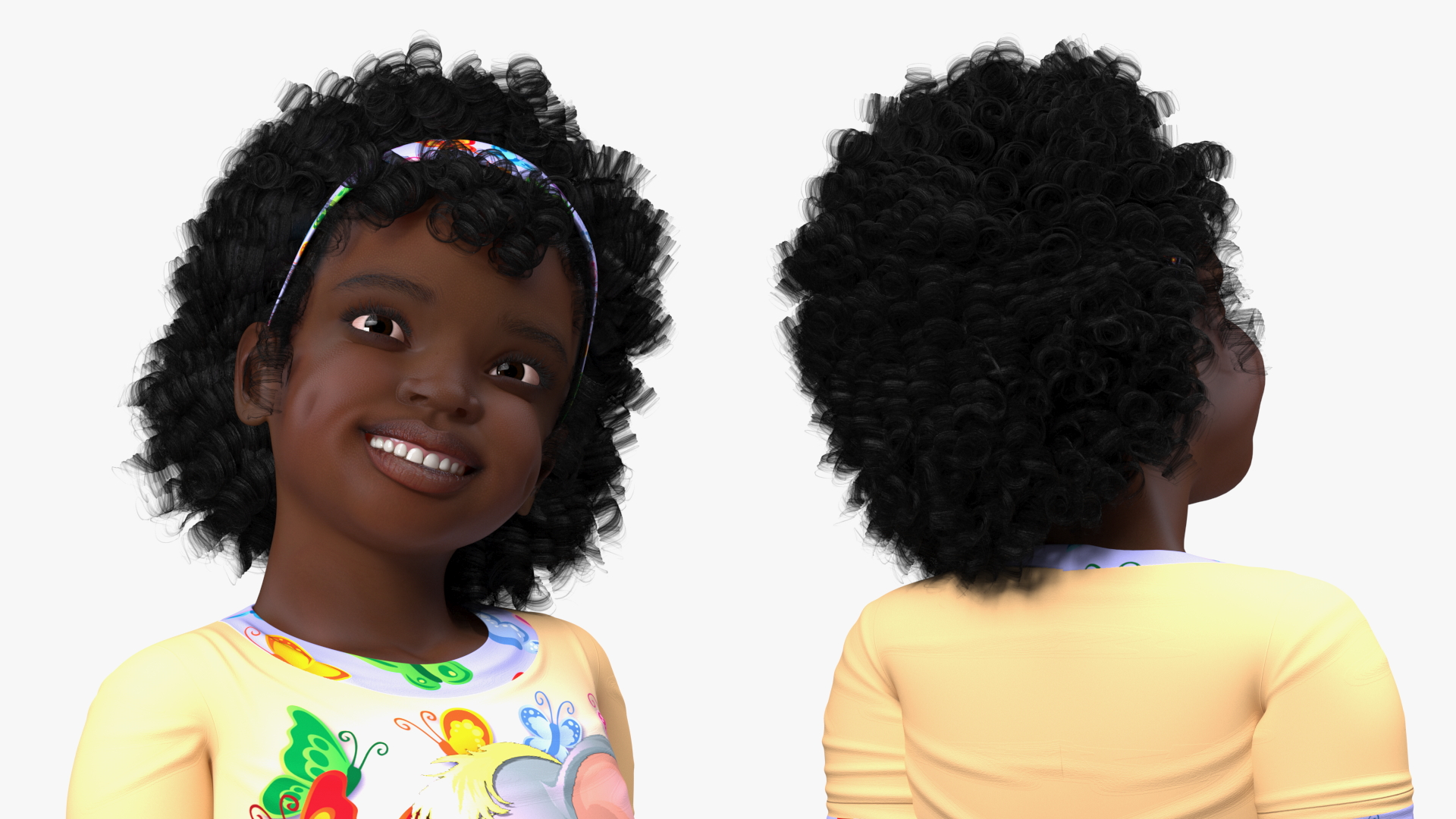 3D model Black Child Girl Home Style Sitting Pose