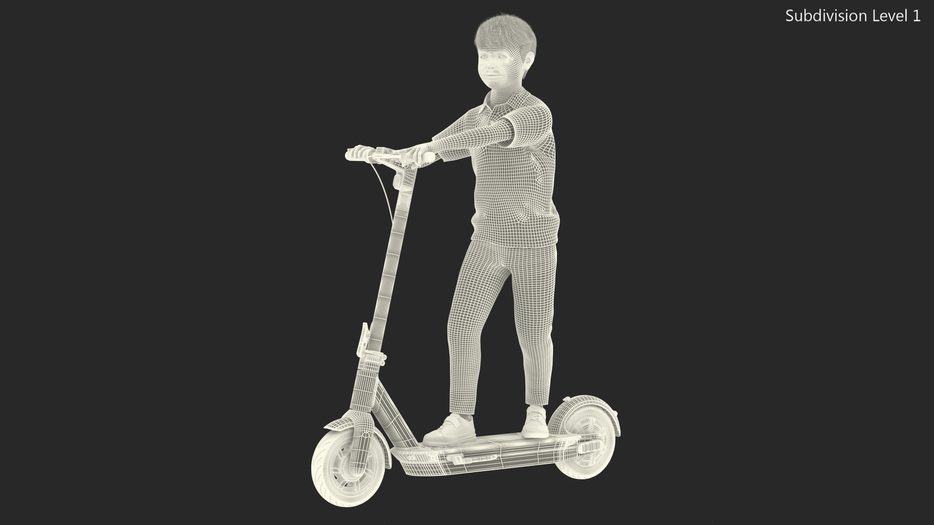 3D model Boy With KickScooter