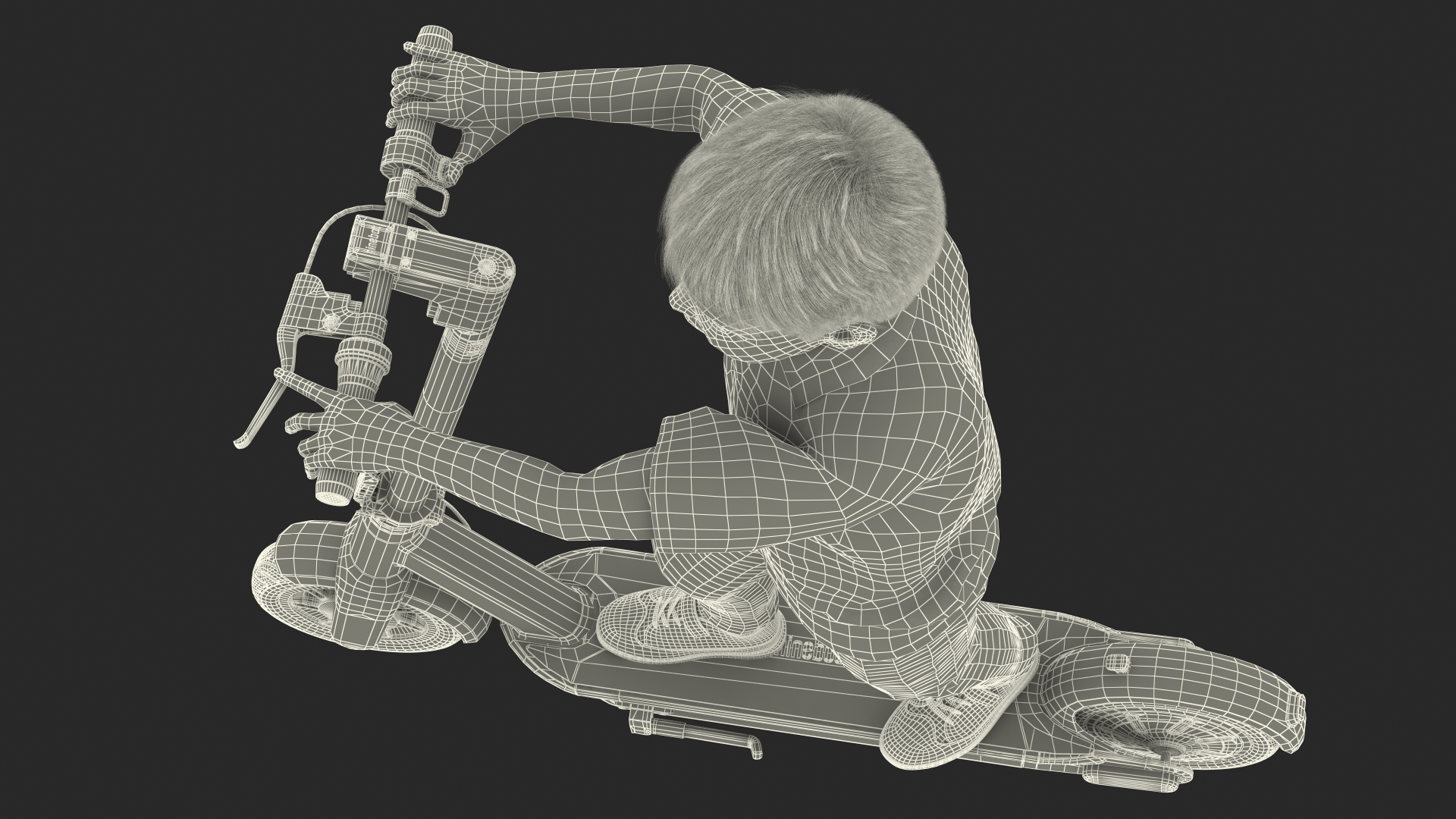 3D model Boy With KickScooter