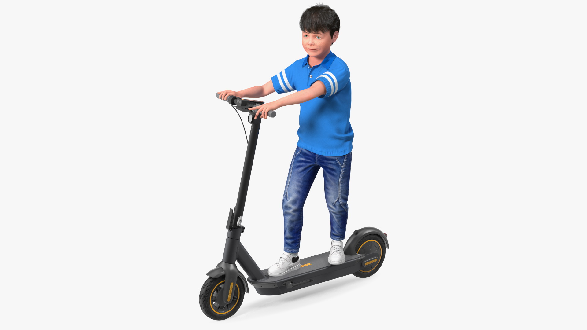 3D model Boy With KickScooter