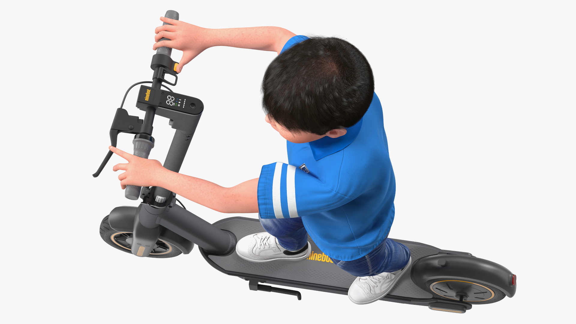 3D model Boy With KickScooter