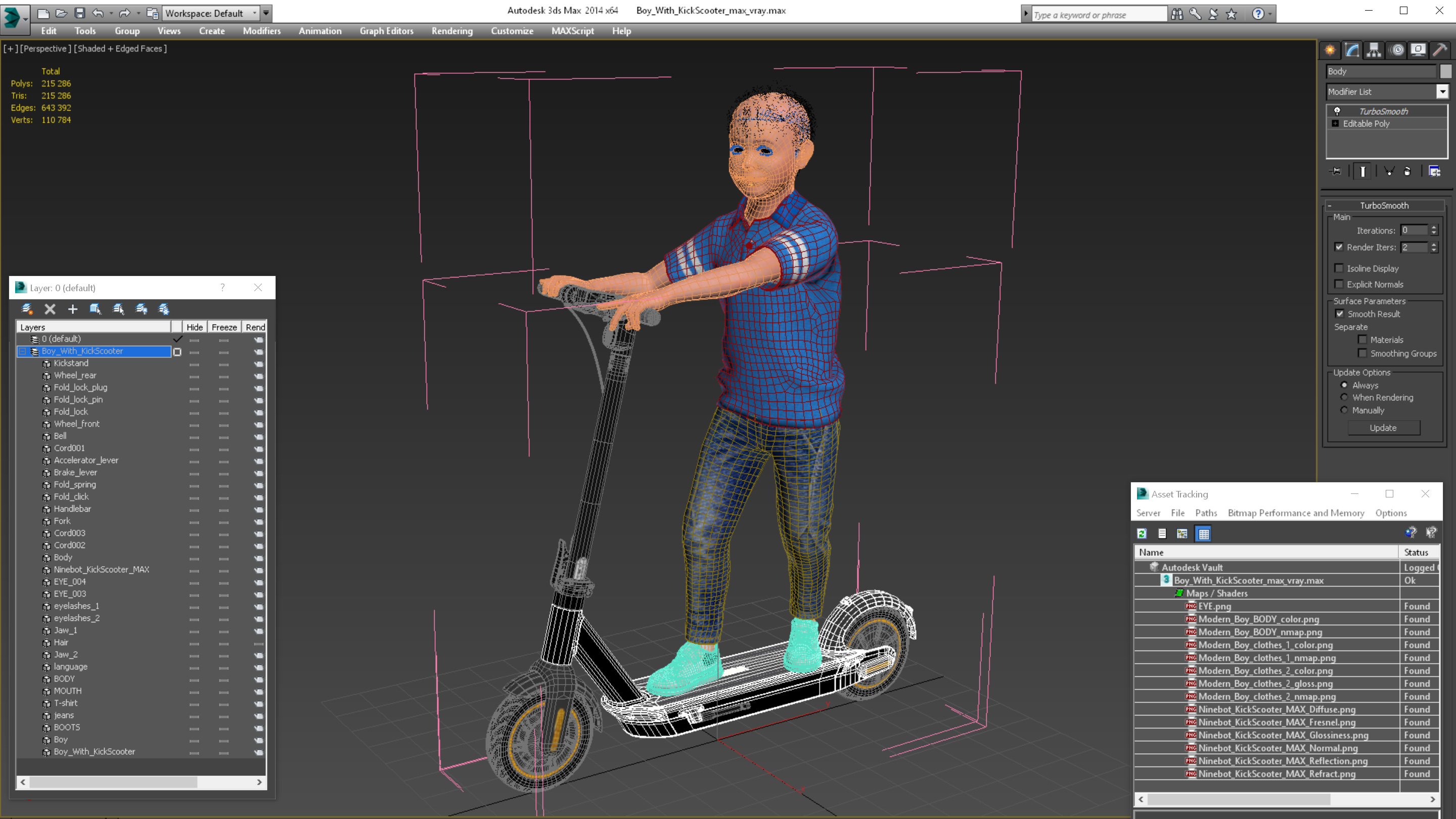 3D model Boy With KickScooter