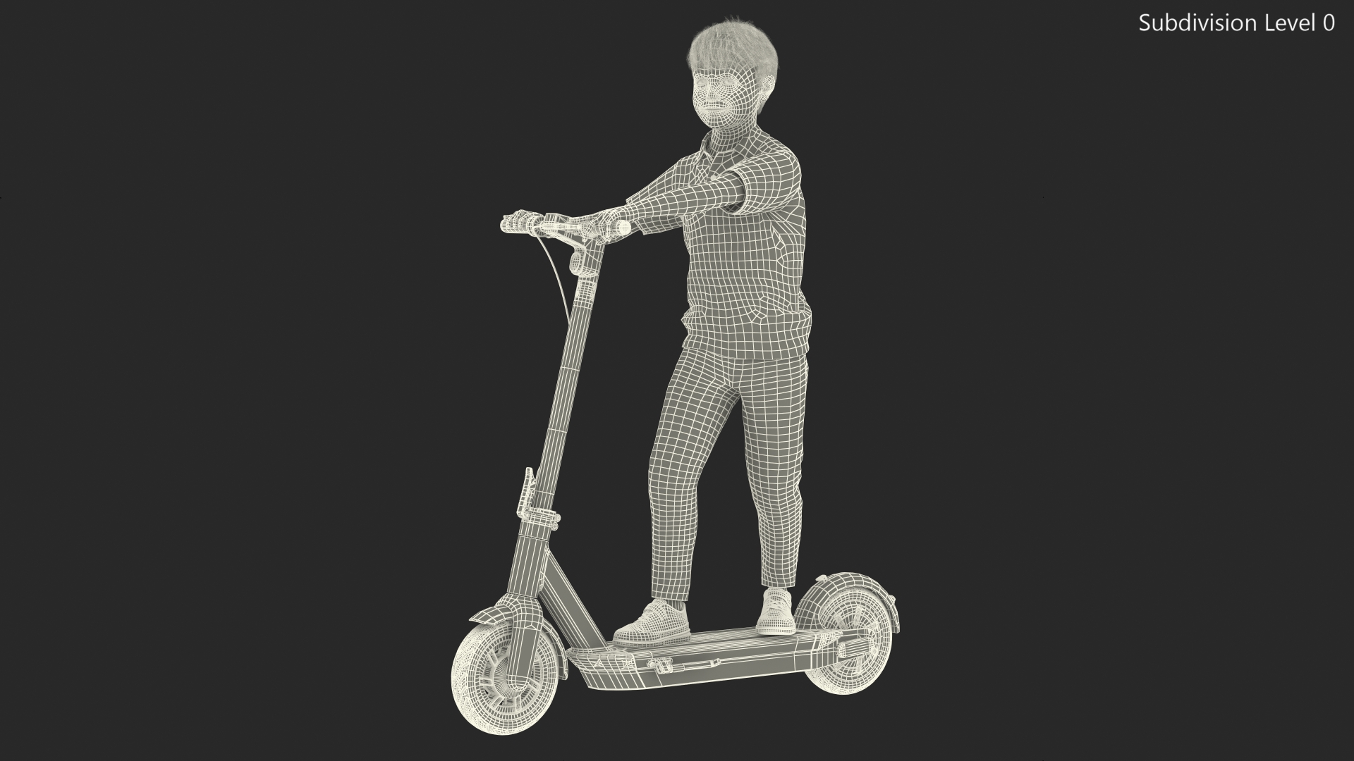 3D model Boy With KickScooter