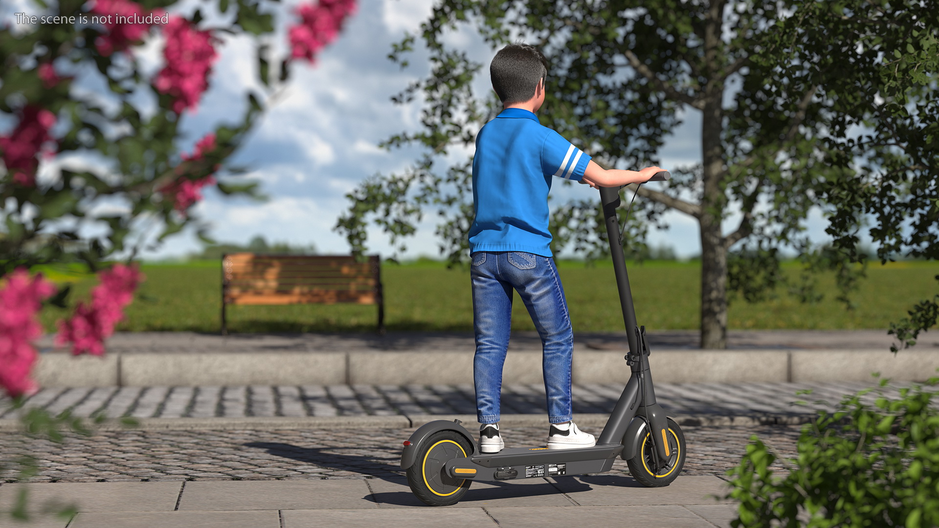 3D model Boy With KickScooter