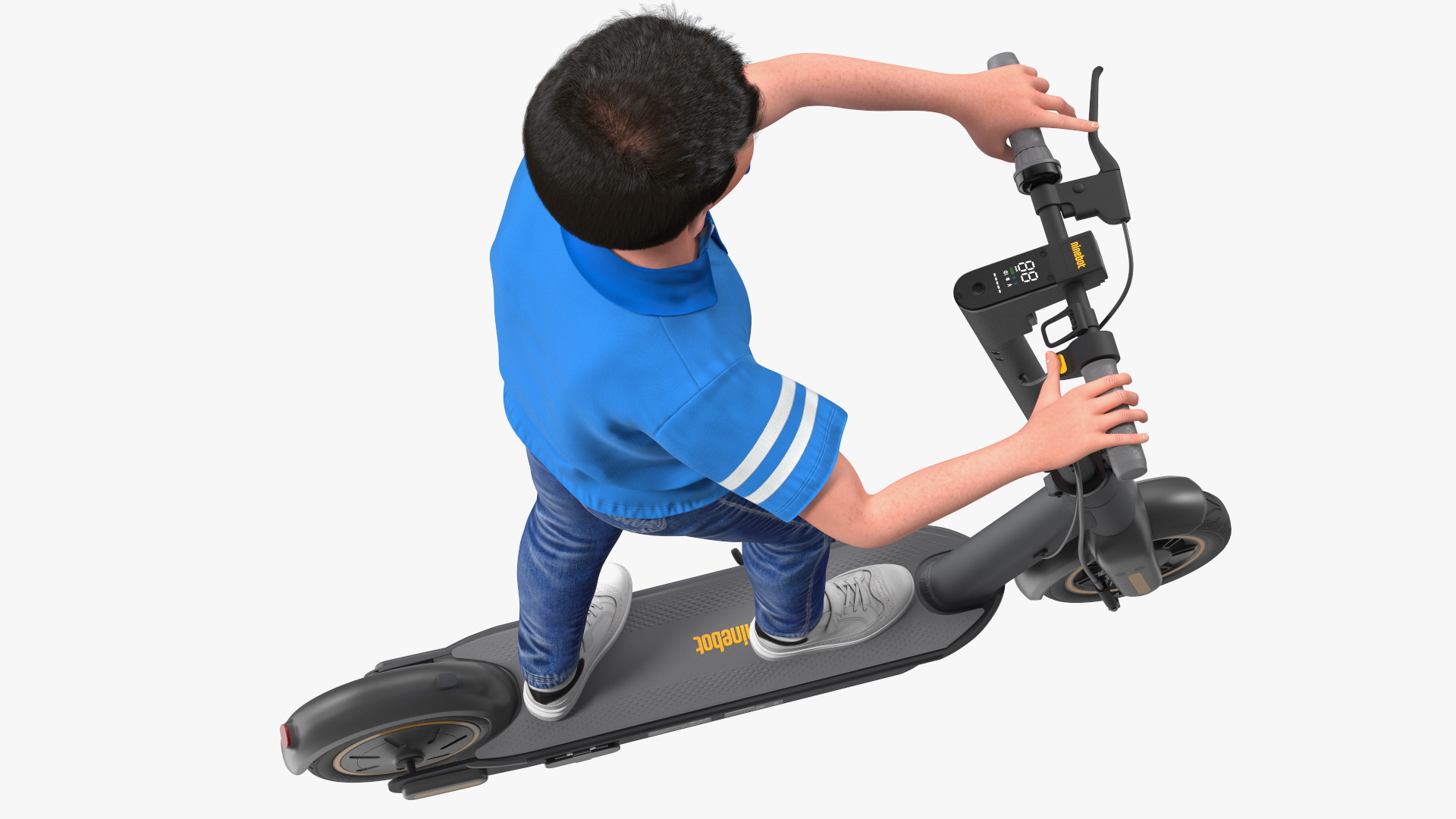 3D model Boy With KickScooter