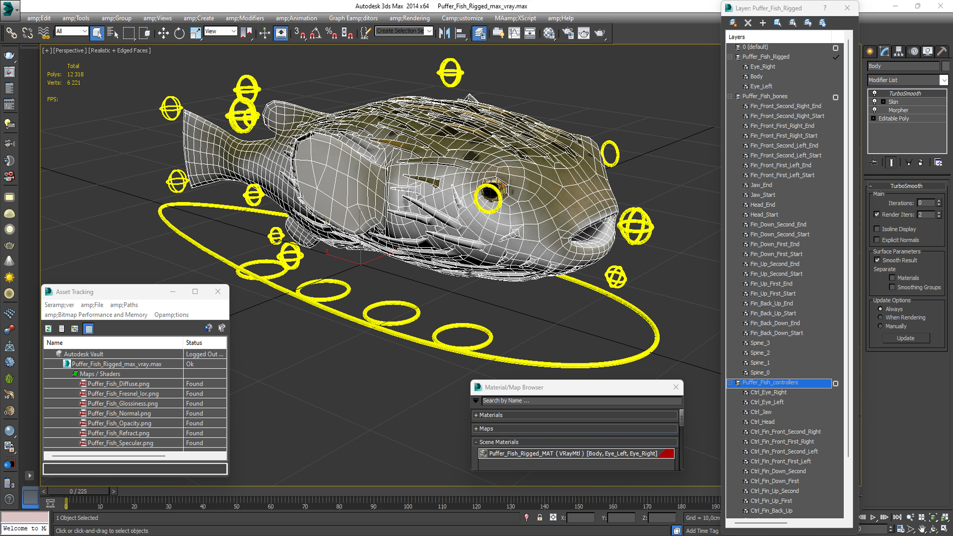 Puffer Fish Rigged for Cinema 4D 3D