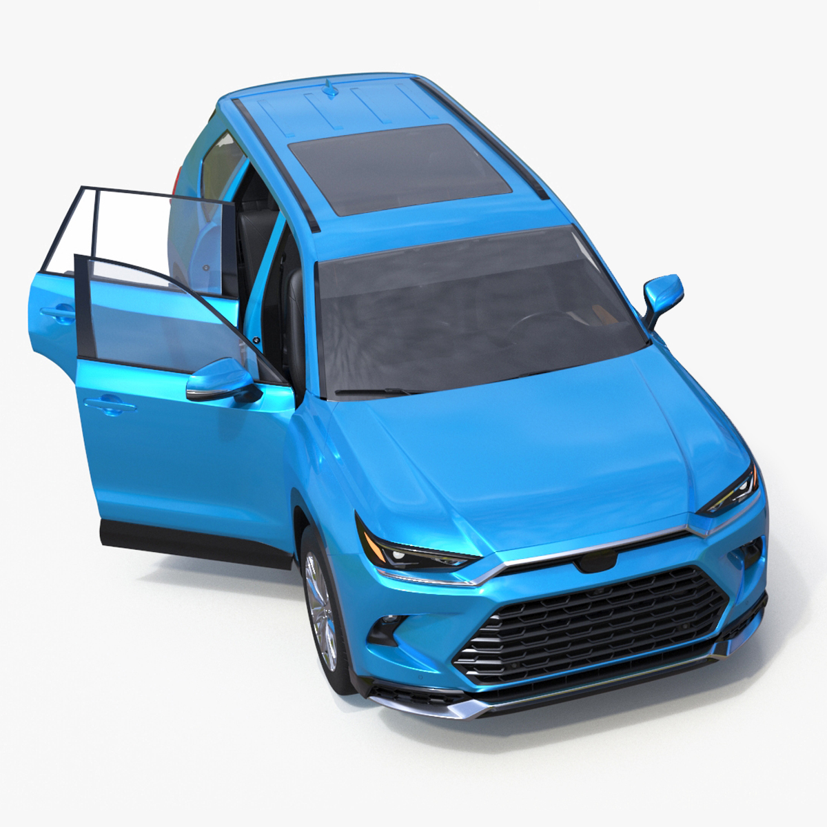 3D Modern SUV Car Blue Rigged