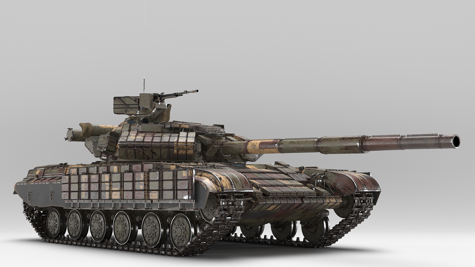 Battle Tank T-64 BV Dirty Rigged 3D