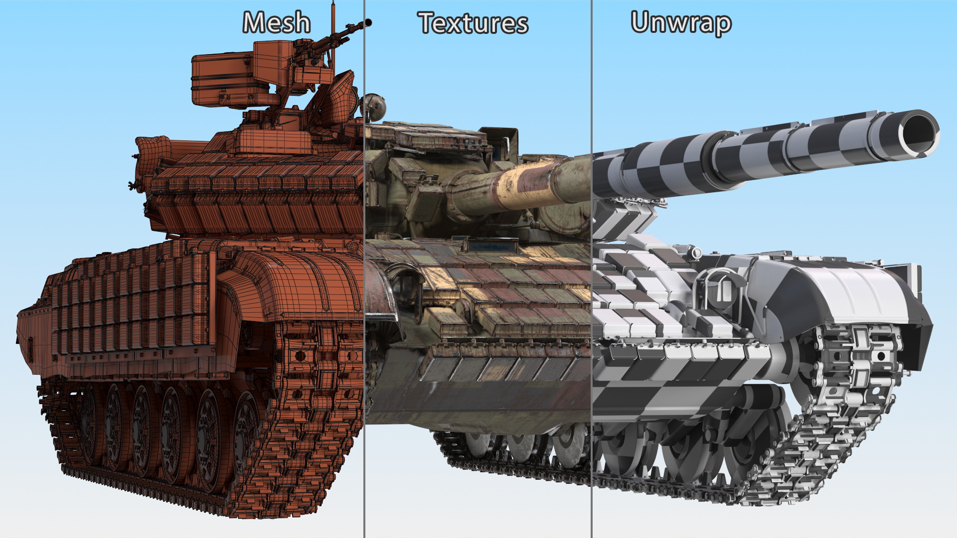 Battle Tank T-64 BV Dirty Rigged 3D