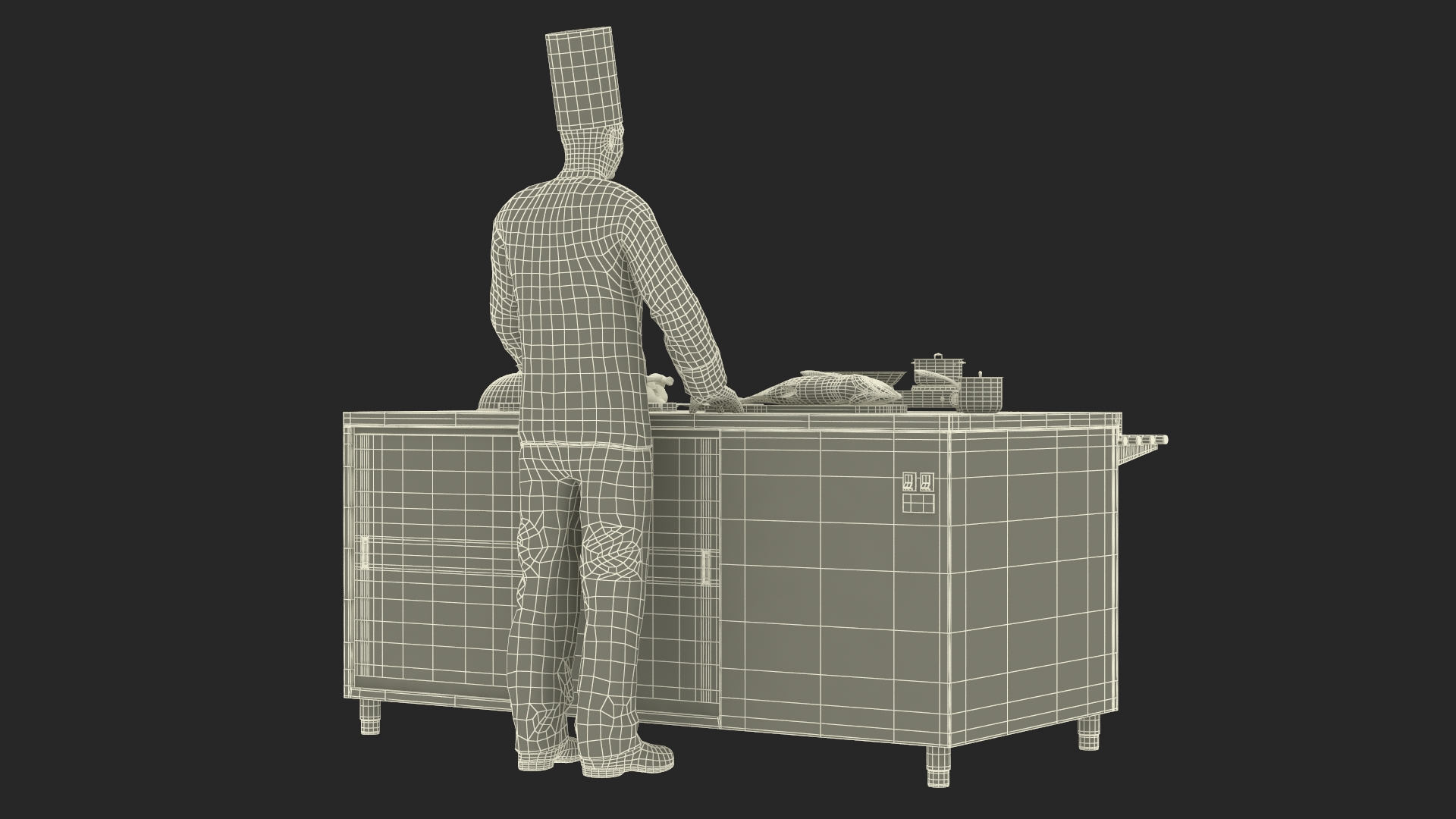 3D Chef with Cooking Station and Products model