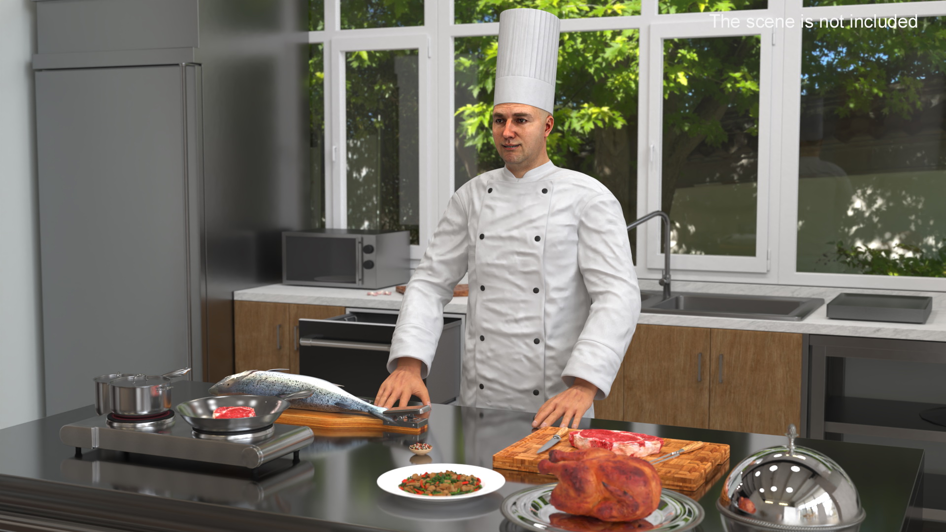 3D Chef with Cooking Station and Products model