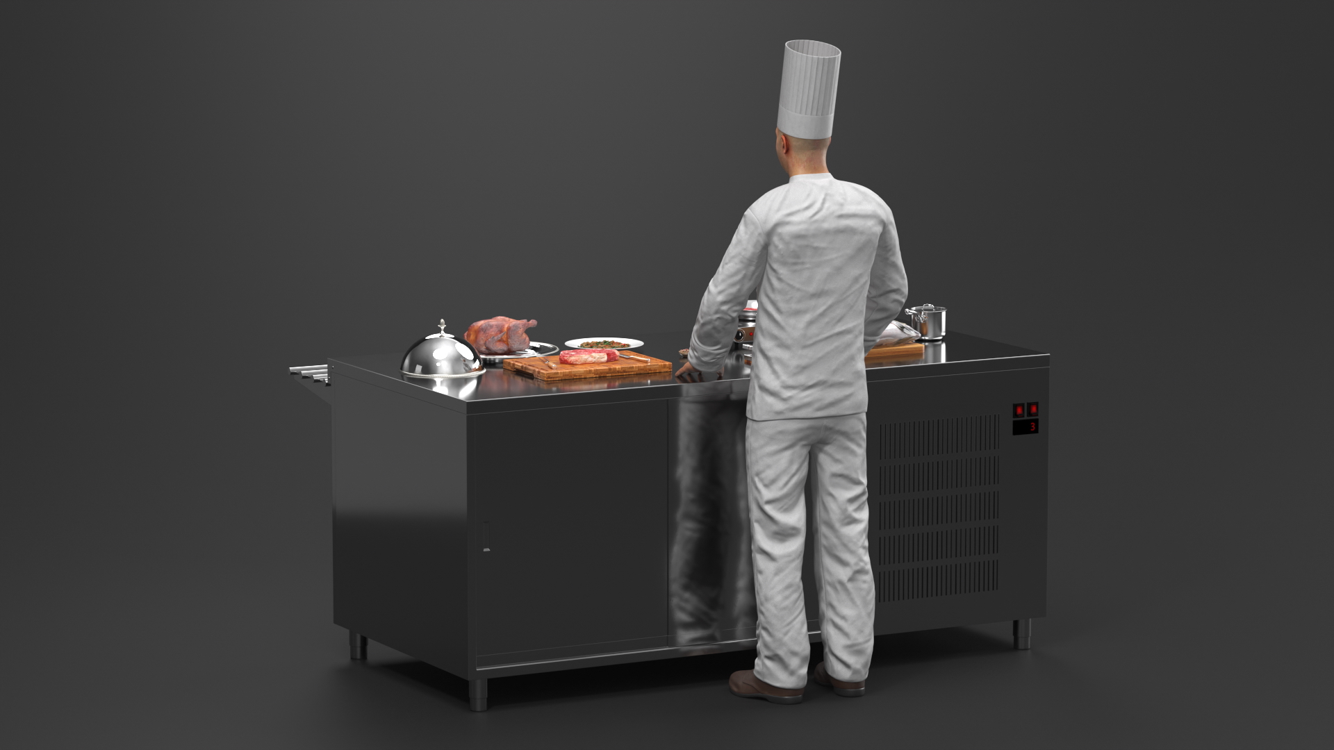 3D Chef with Cooking Station and Products model