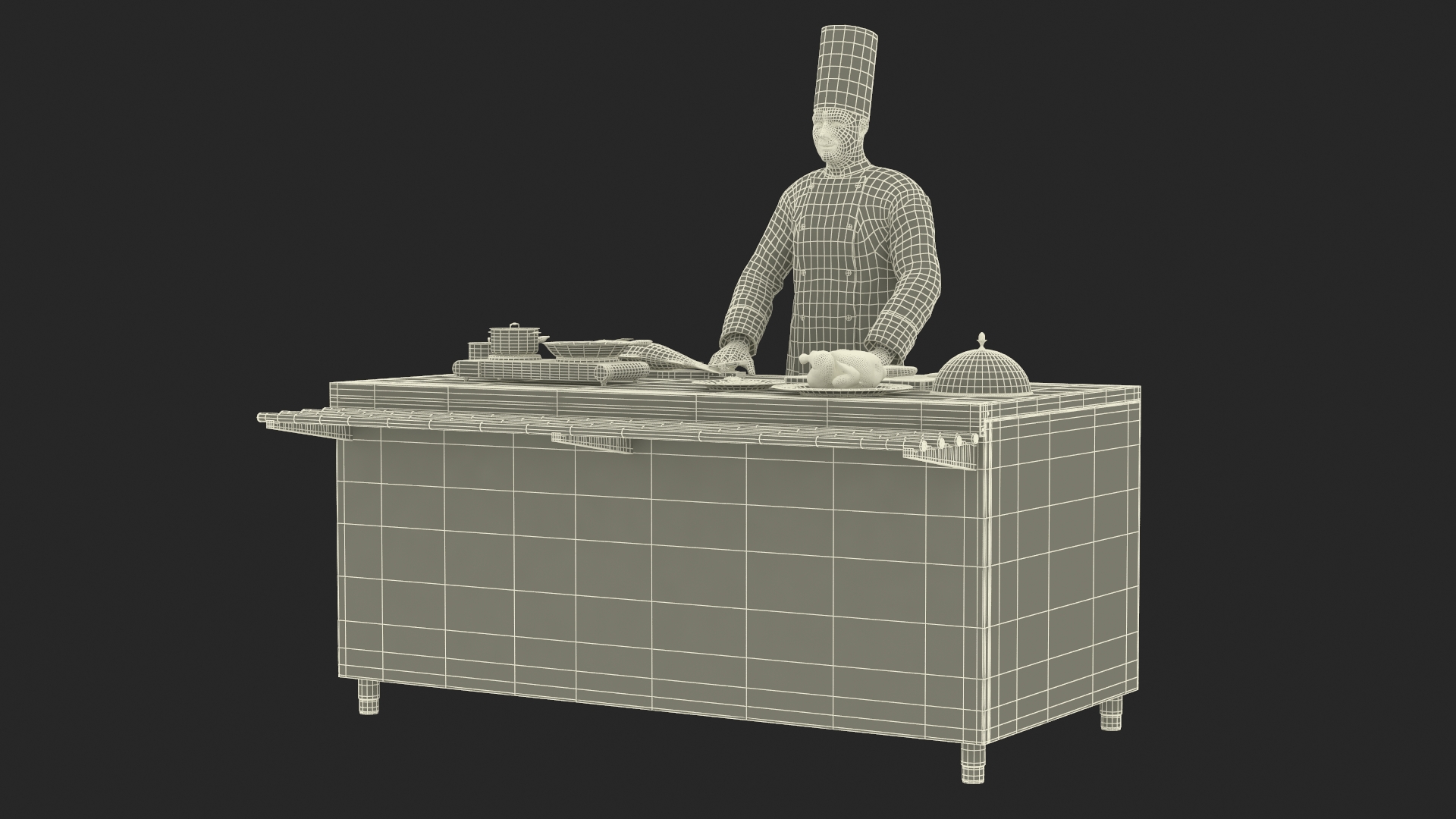 3D Chef with Cooking Station and Products model