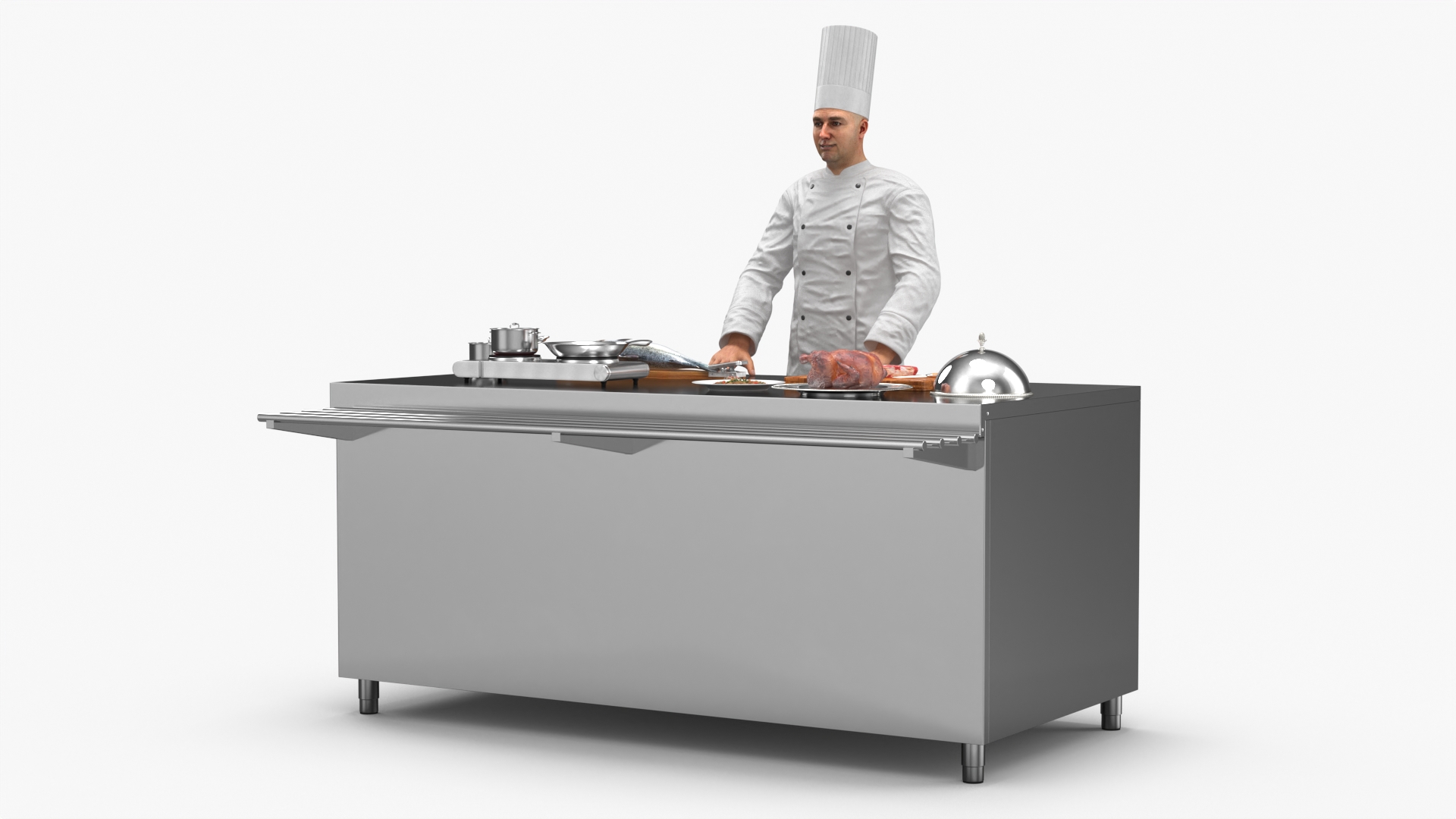 3D Chef with Cooking Station and Products model