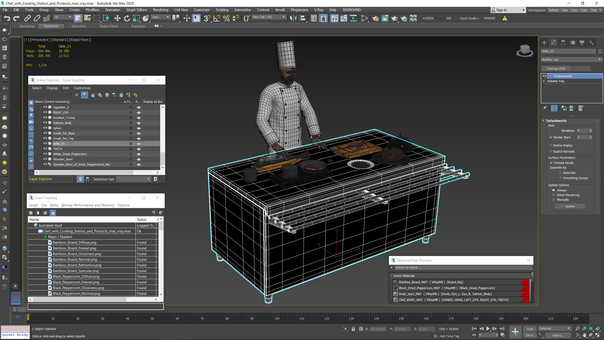 3D Chef with Cooking Station and Products model