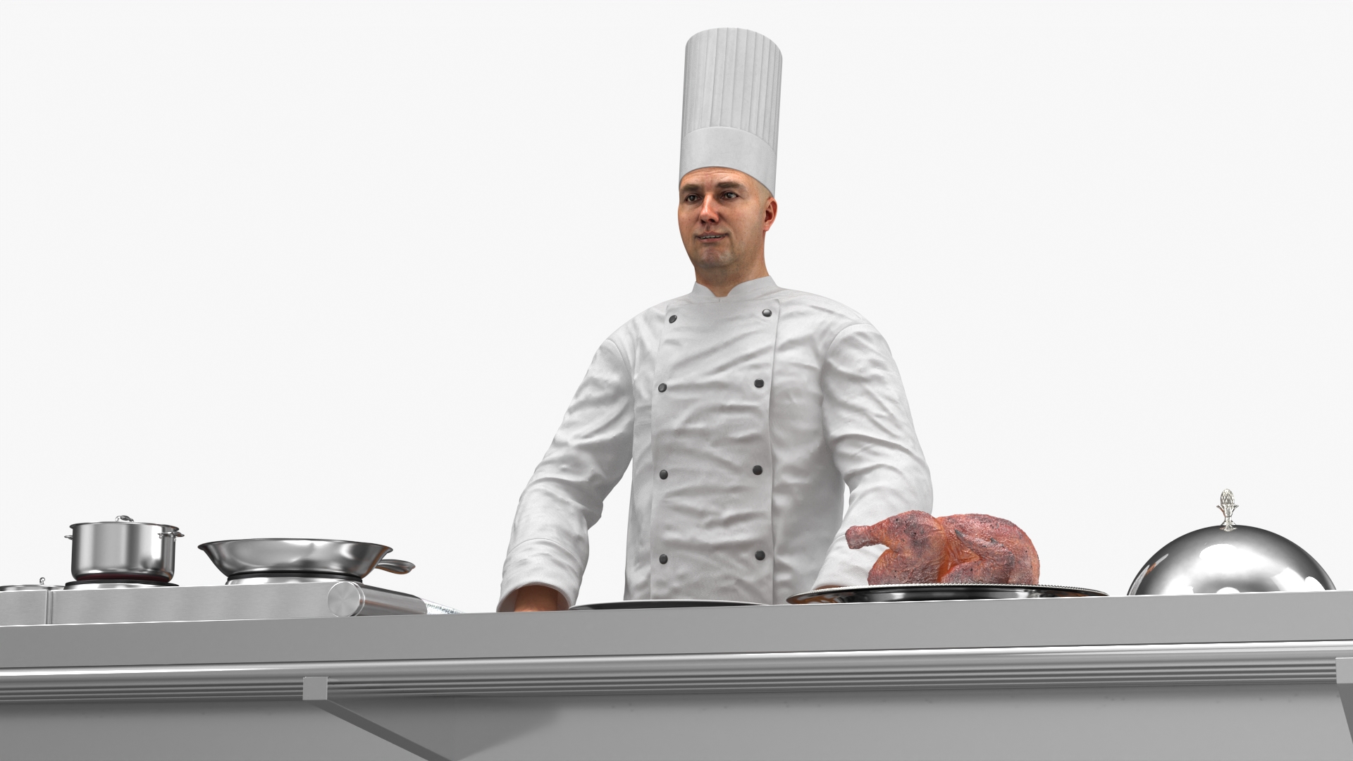 3D Chef with Cooking Station and Products model