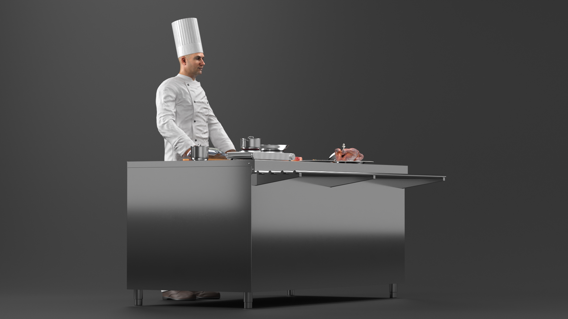 3D Chef with Cooking Station and Products model