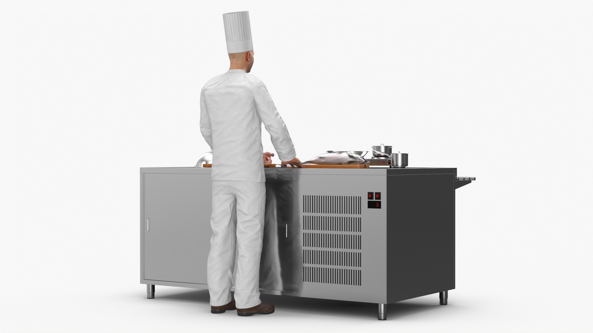 3D Chef with Cooking Station and Products model