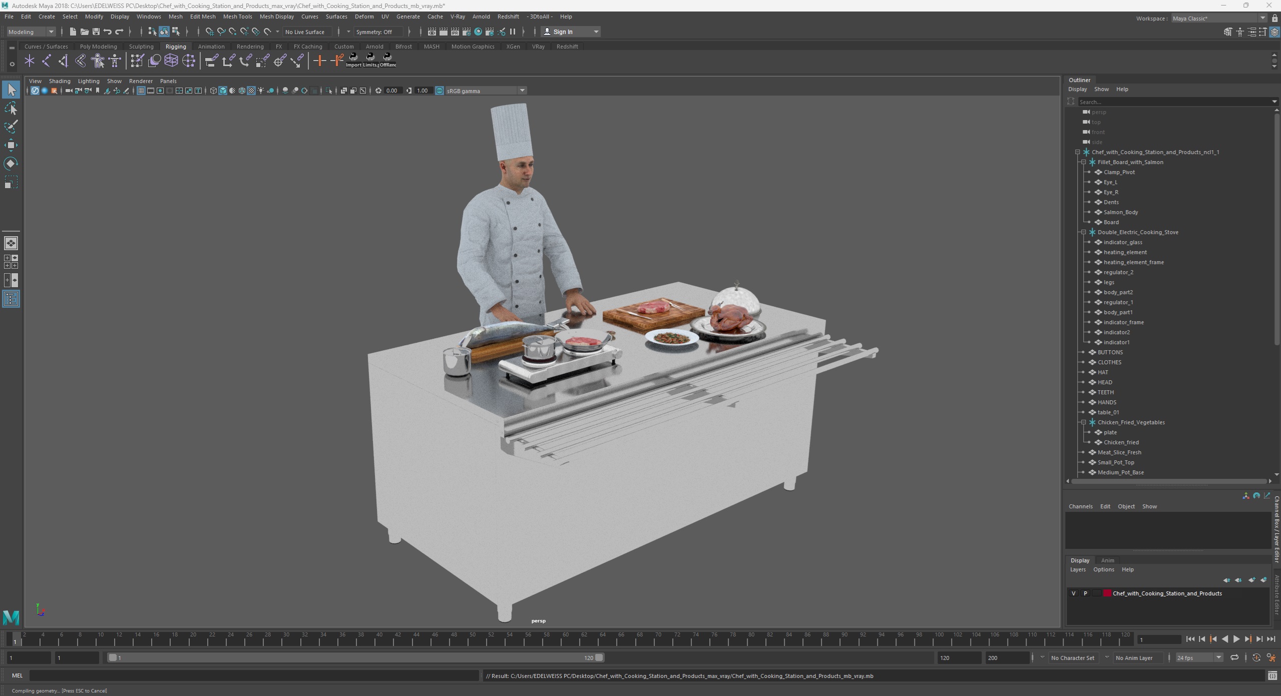 3D Chef with Cooking Station and Products model