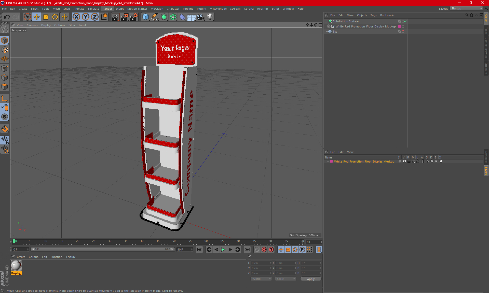 3D model White Red Promotion Floor Display Mockup