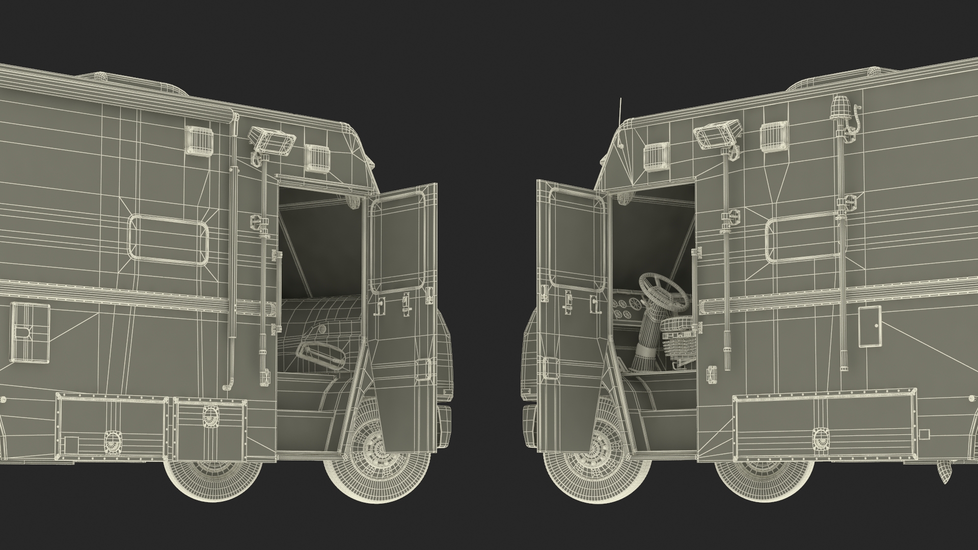 NYPD Mobile Command Center Lights On Rigged for Maya 3D