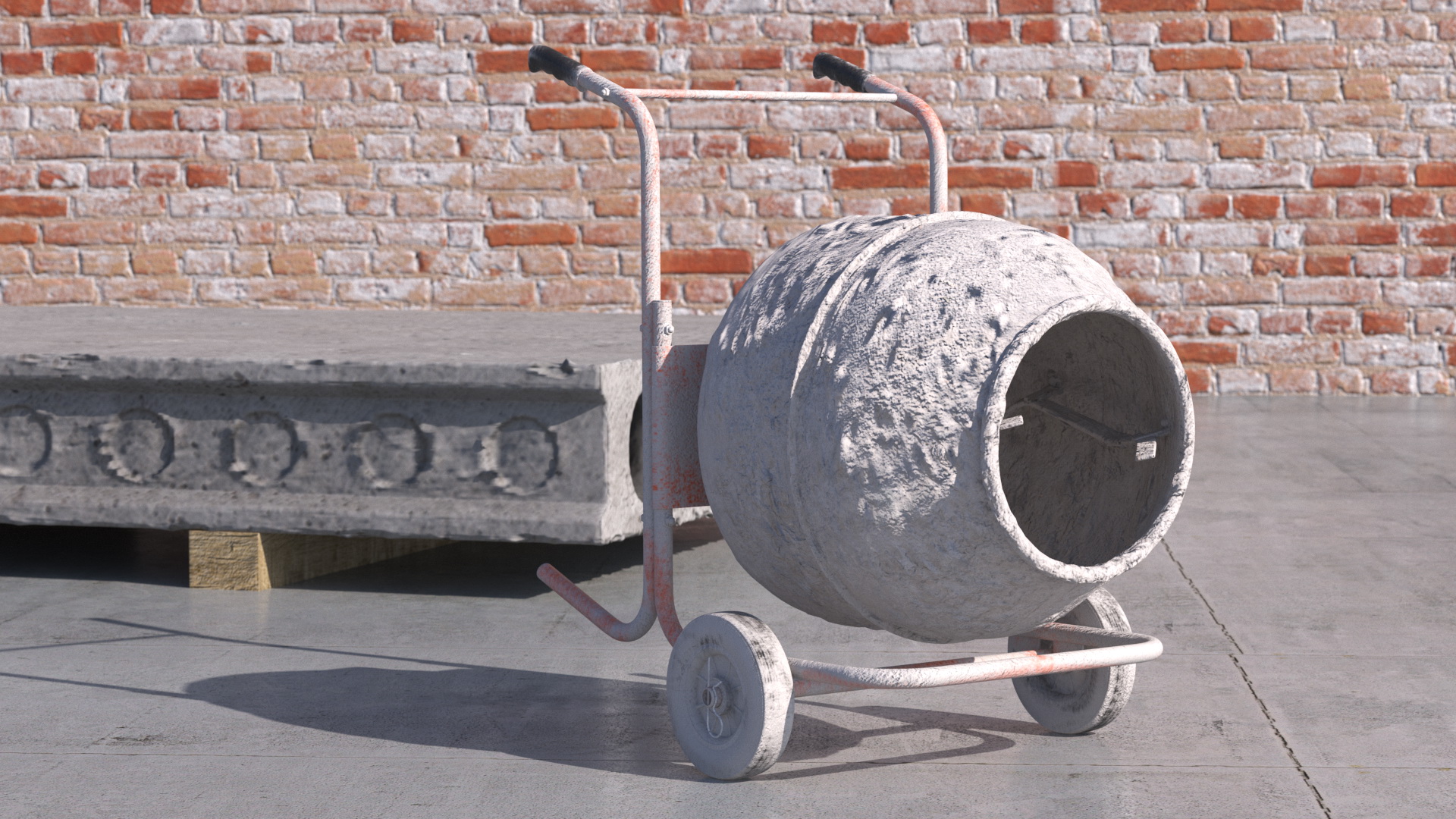 Portable Concrete Mixer Dirty 3D model