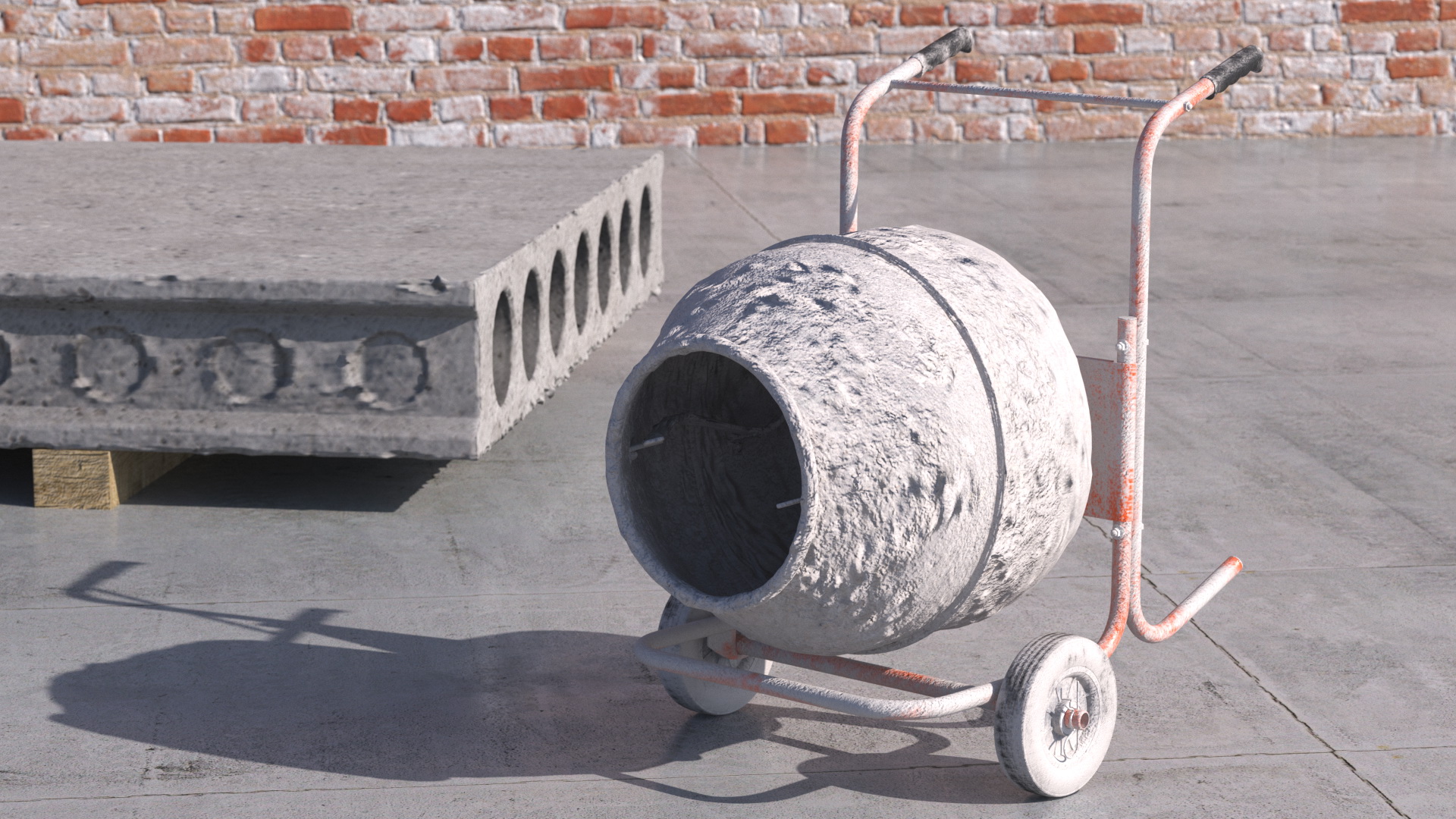 Portable Concrete Mixer Dirty 3D model