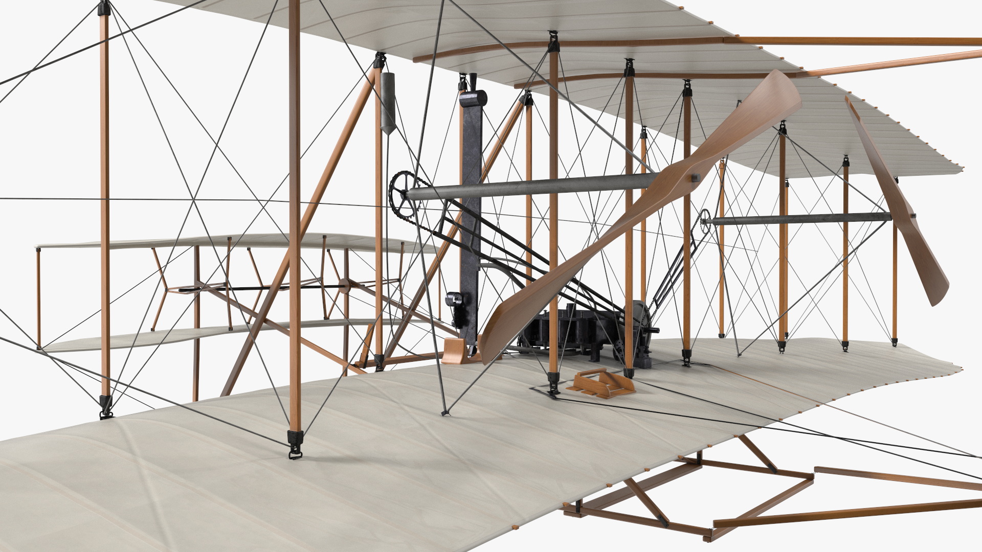 3D Wright Flyer Rigged for Cinema 4D model