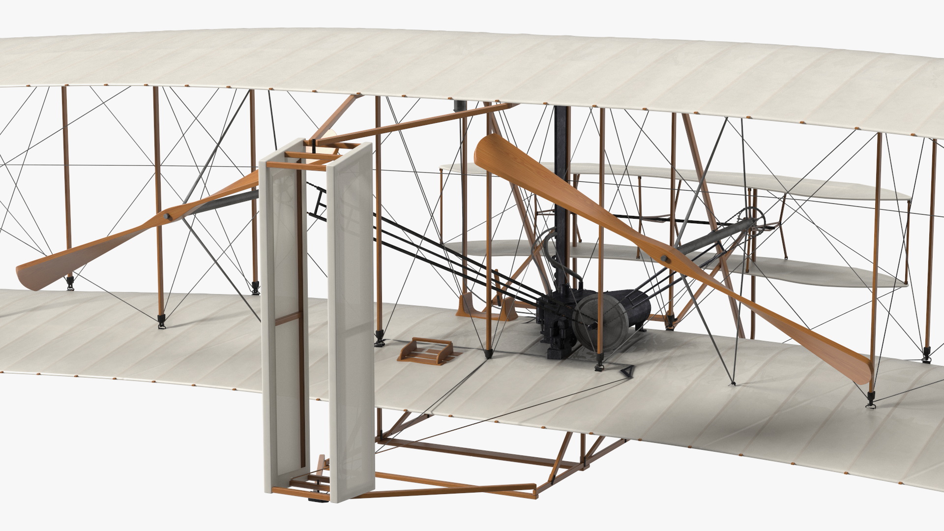 3D Wright Flyer Rigged for Cinema 4D model