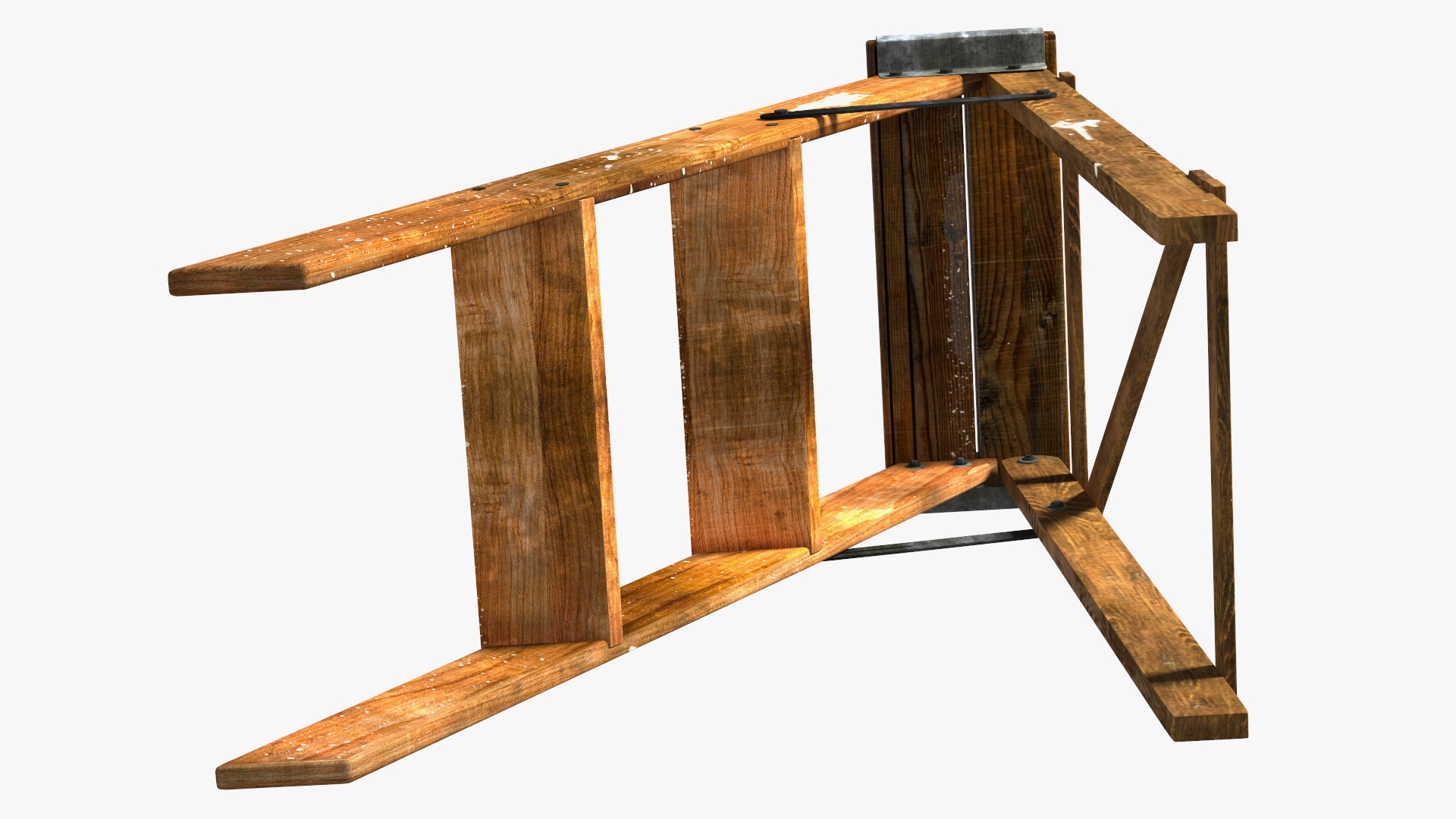 3D Old Wooden Stepladder