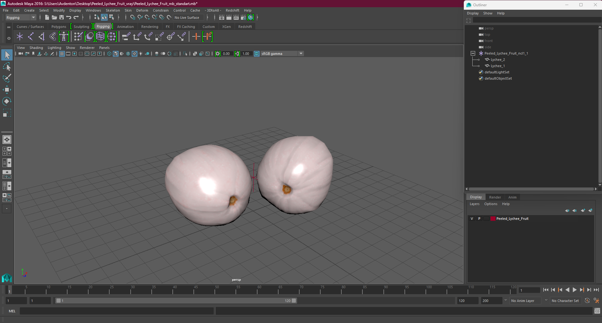 Peeled Lychee Fruit 3D model