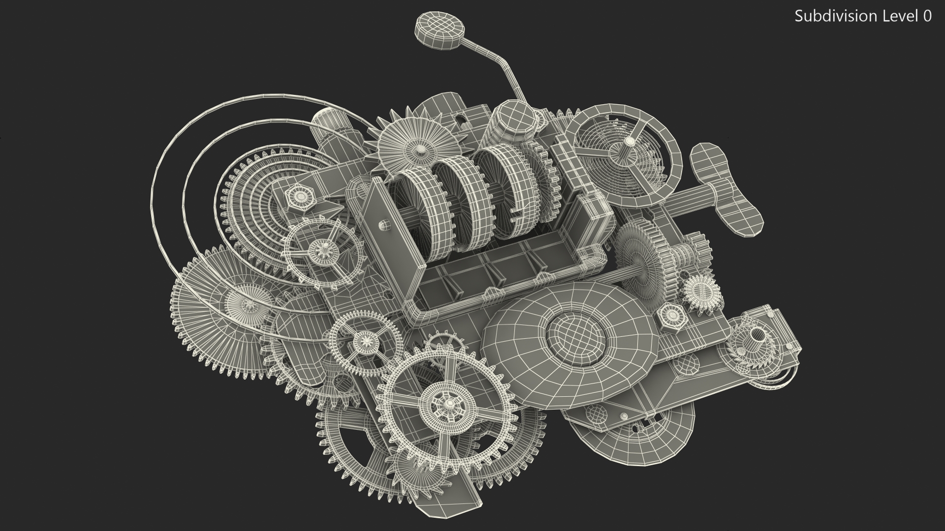 Clockwork Gear with Counter Mechanism Silver 3D model