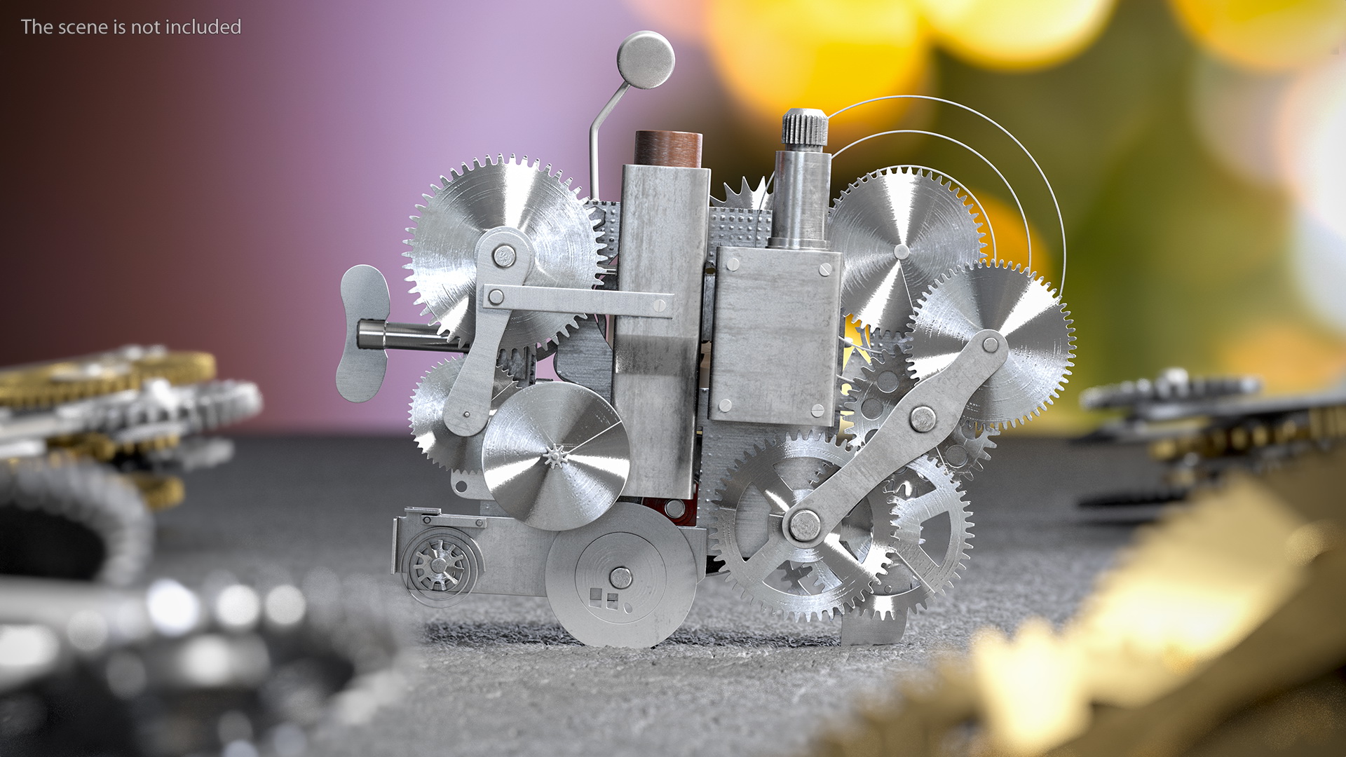 Clockwork Gear with Counter Mechanism Silver 3D model