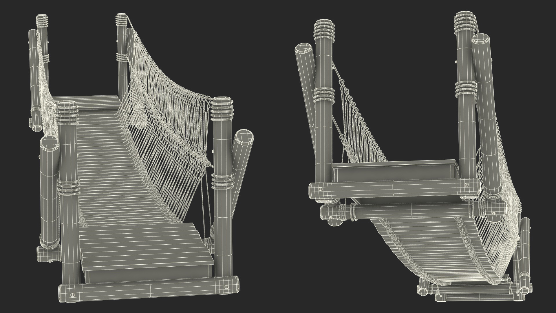 3D Medium Rope Bridge model