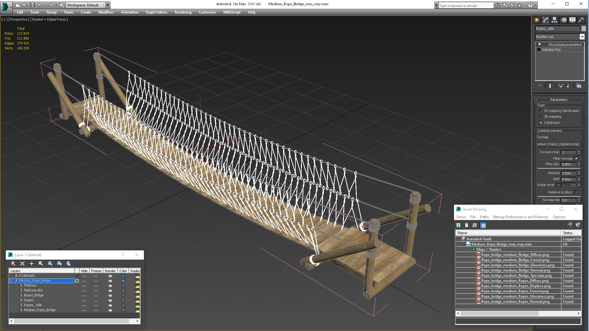 3D Medium Rope Bridge model